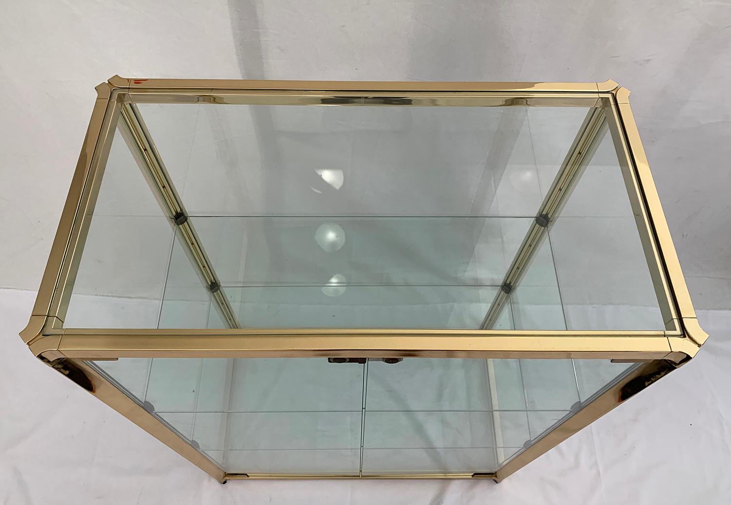 Late 20th Century Brass and Glass Vitrine For Sale