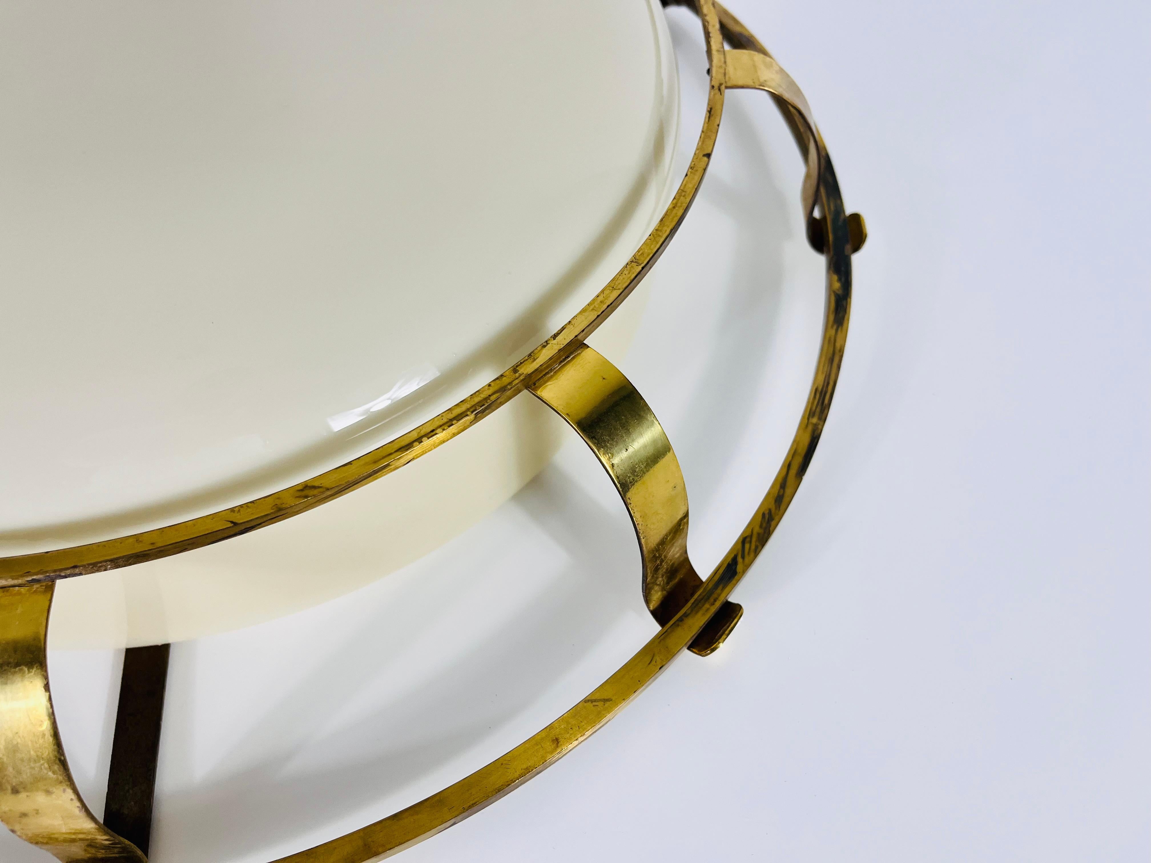 Brass and Glass Wall Lamp or Flush Mount, Italy, 1960s For Sale 5