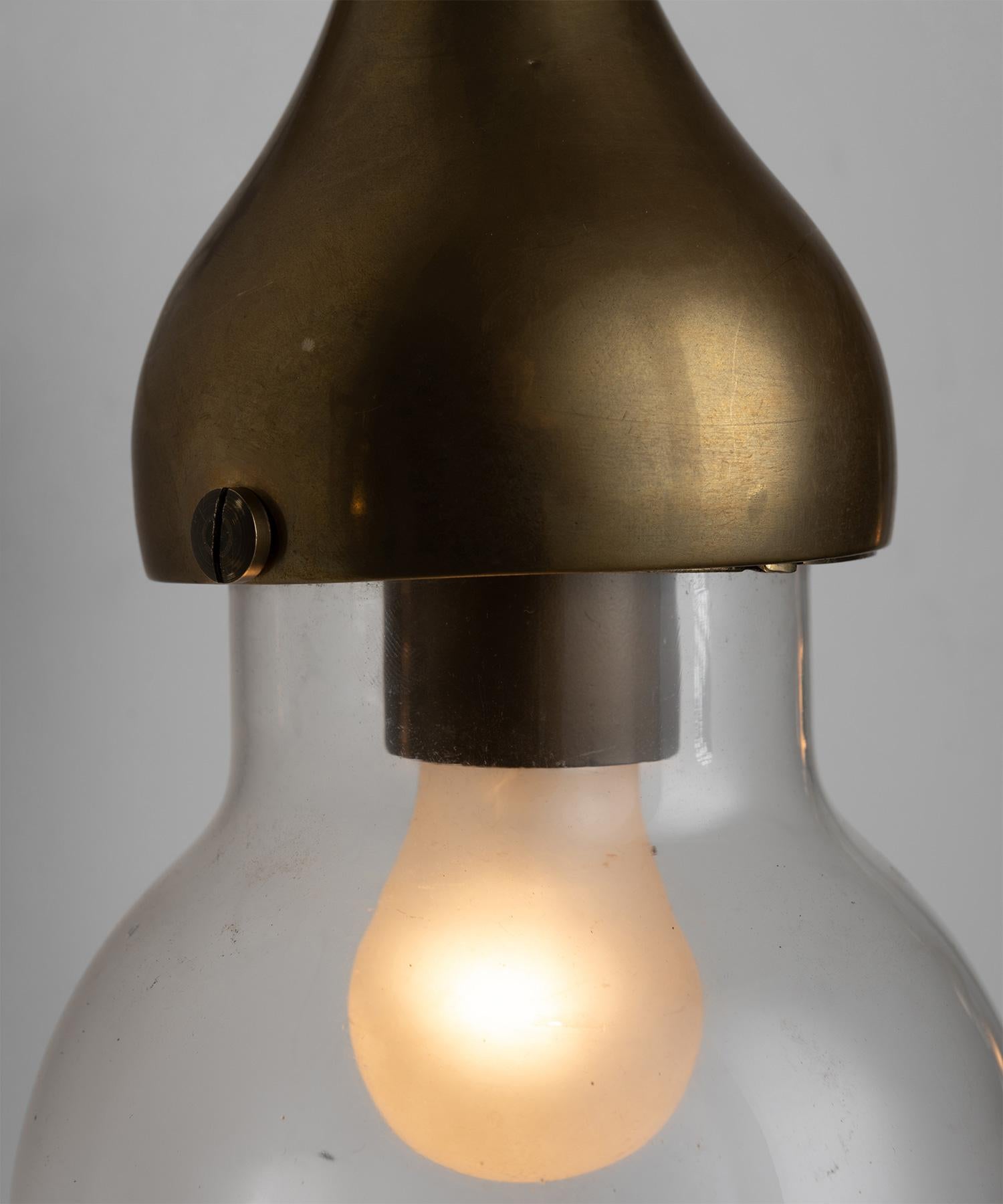 Mid-20th Century Brass and Glass Wall Lights, Italy, circa 1960