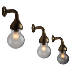 Brass and Glass Wall Lights, Italy, circa 1960