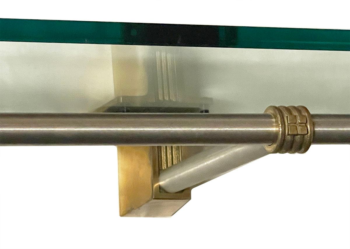 Brass and glass wall mounted coatrack by Peter Ghyczy, 1970s In Good Condition For Sale In Delft, NL