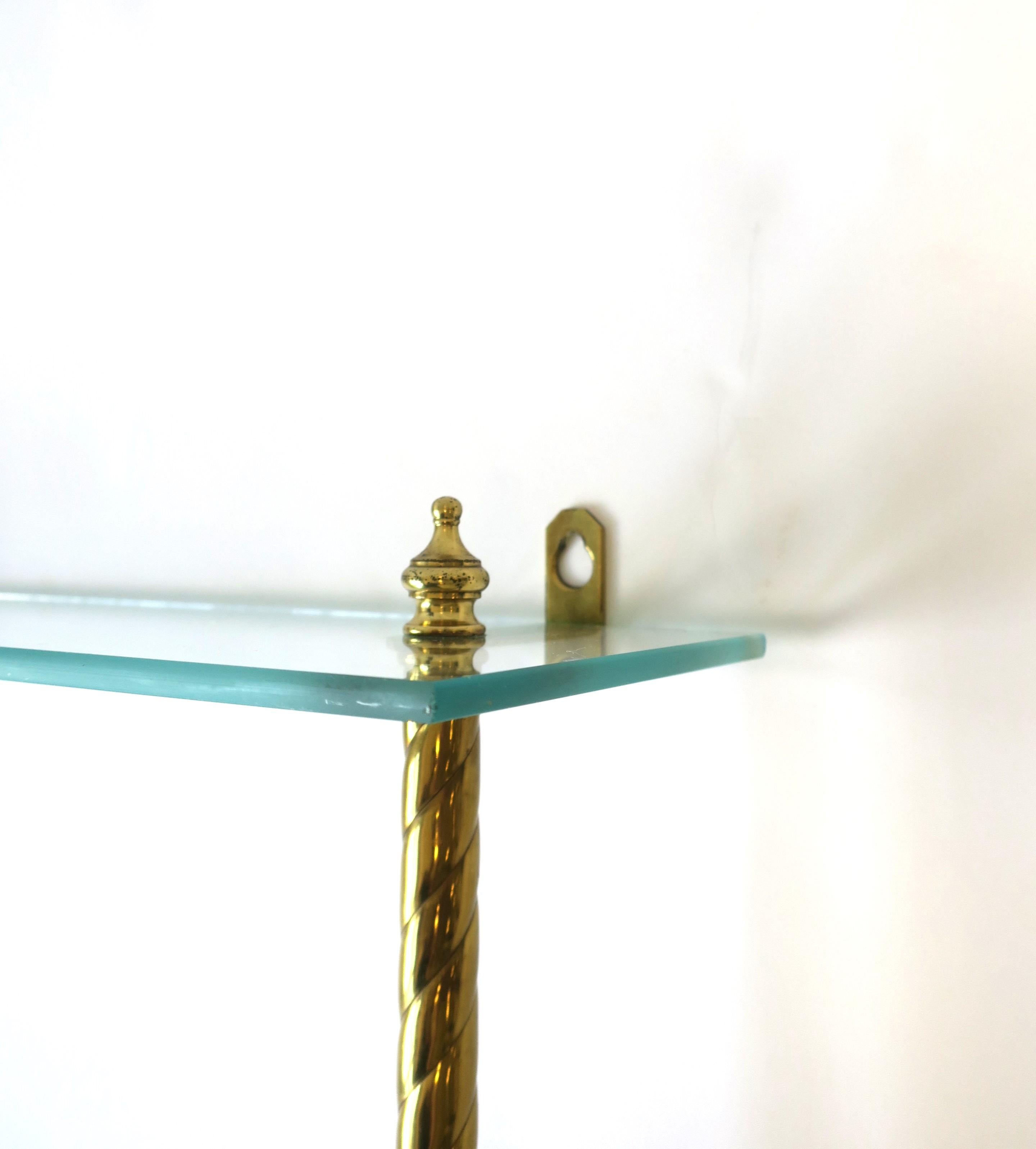 Brass and Glass Wall Shelf with Finial Detail 6