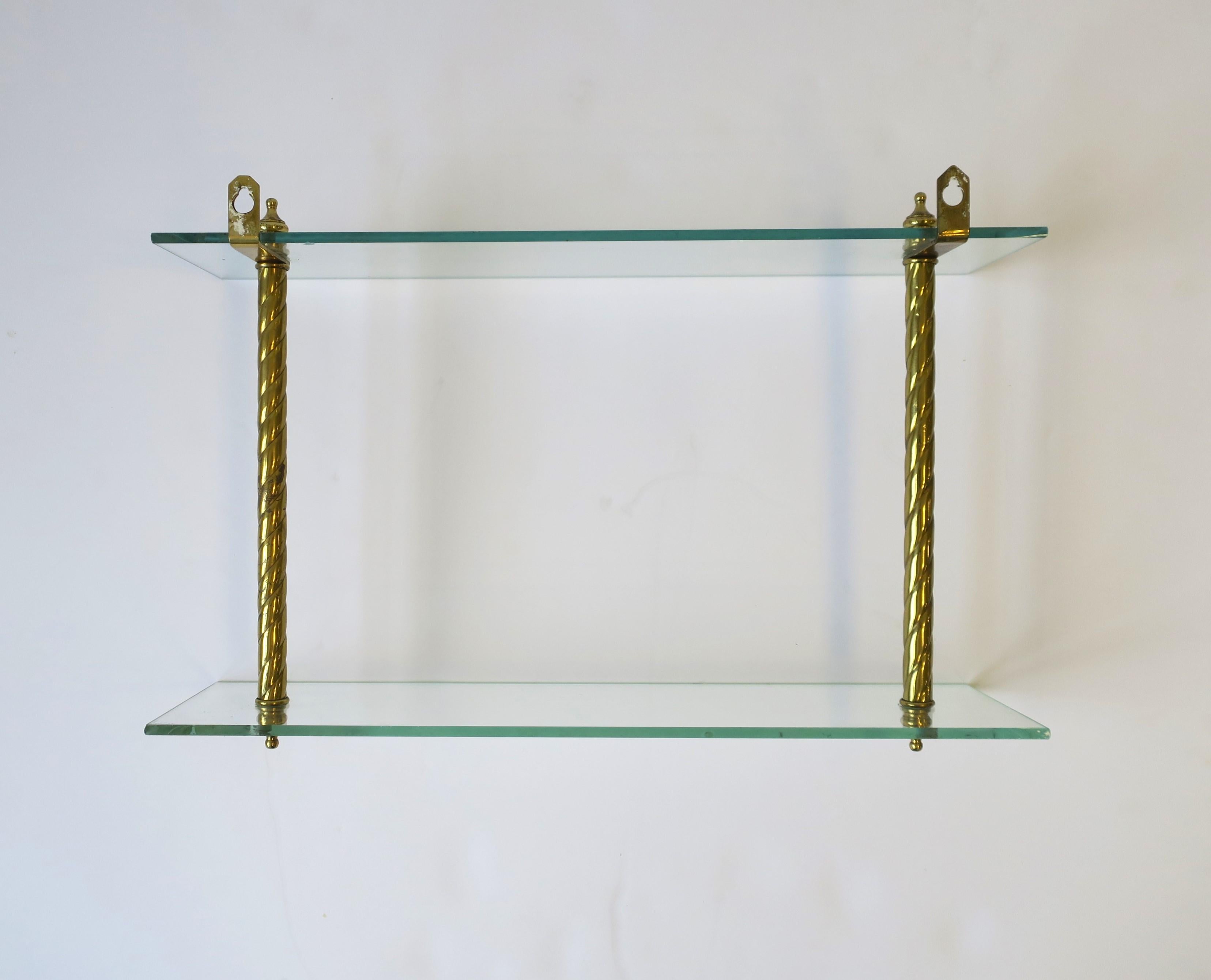 Brass and Glass Wall Shelf with Finial Detail 11