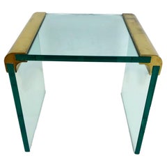 Vintage Brass and Glass Waterfall Side Table by Leon Rosen for Pace