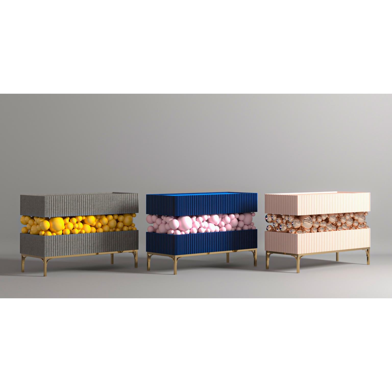 Ukrainian Brass And Gloss Paint Bubbles Decorative Sideboard by PANOPTIKUM COLLECTIONS For Sale
