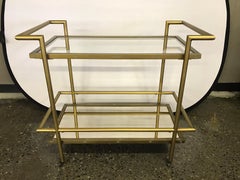 Brass and Gold Chrome Rolling Dry Bar Cart Tea Coffee Service