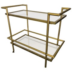 Brass and Gold Chrome Rolling Dry Bar Cart Tea Coffee Service