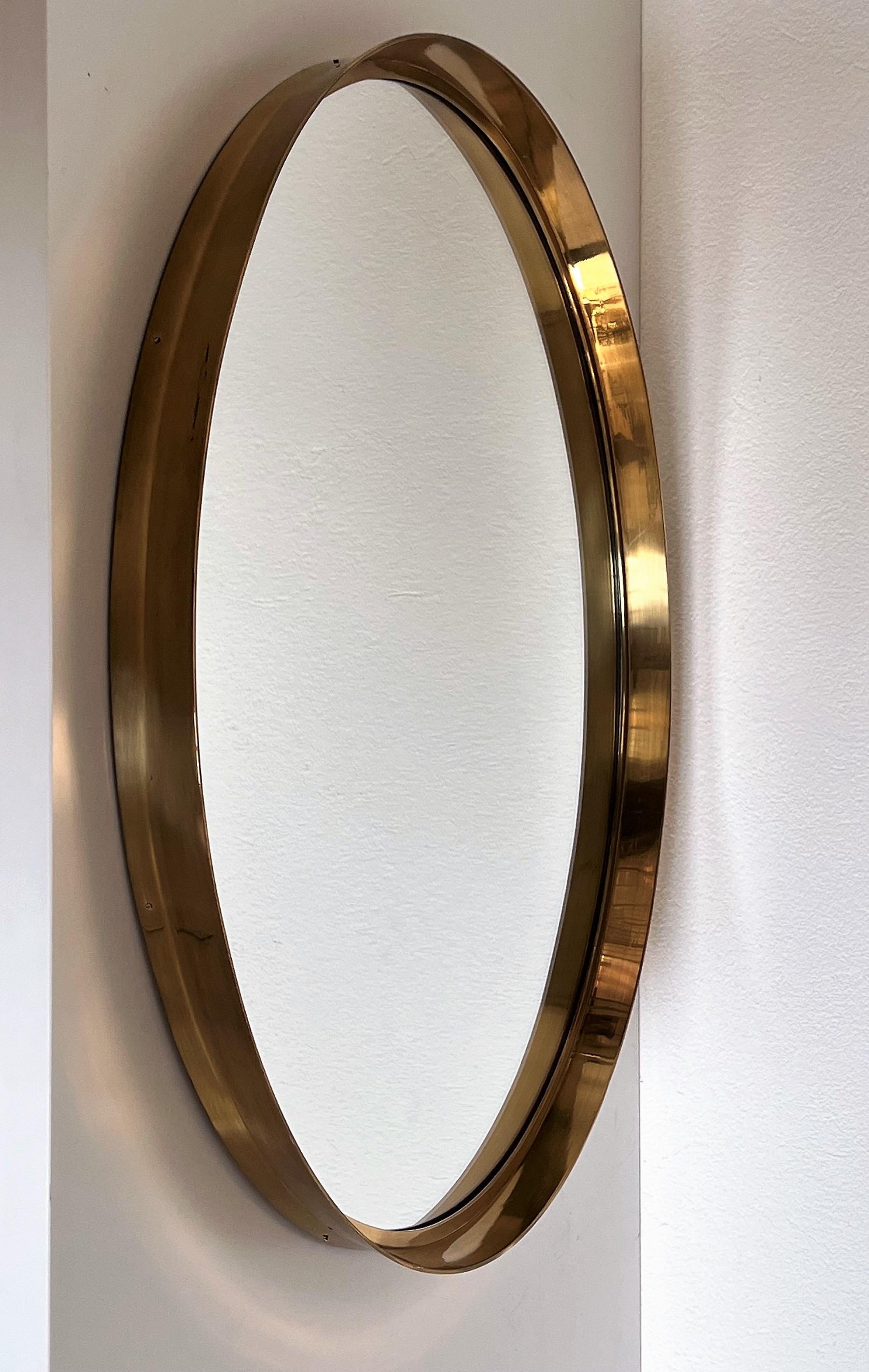 Brass Mirror in by Vereinigte Werkstätten München, 1970s 5