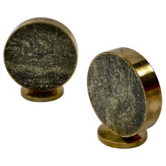 Vintage Brass and Granit Salt and Pepper Shakers from Saulo, Norway, 1960s