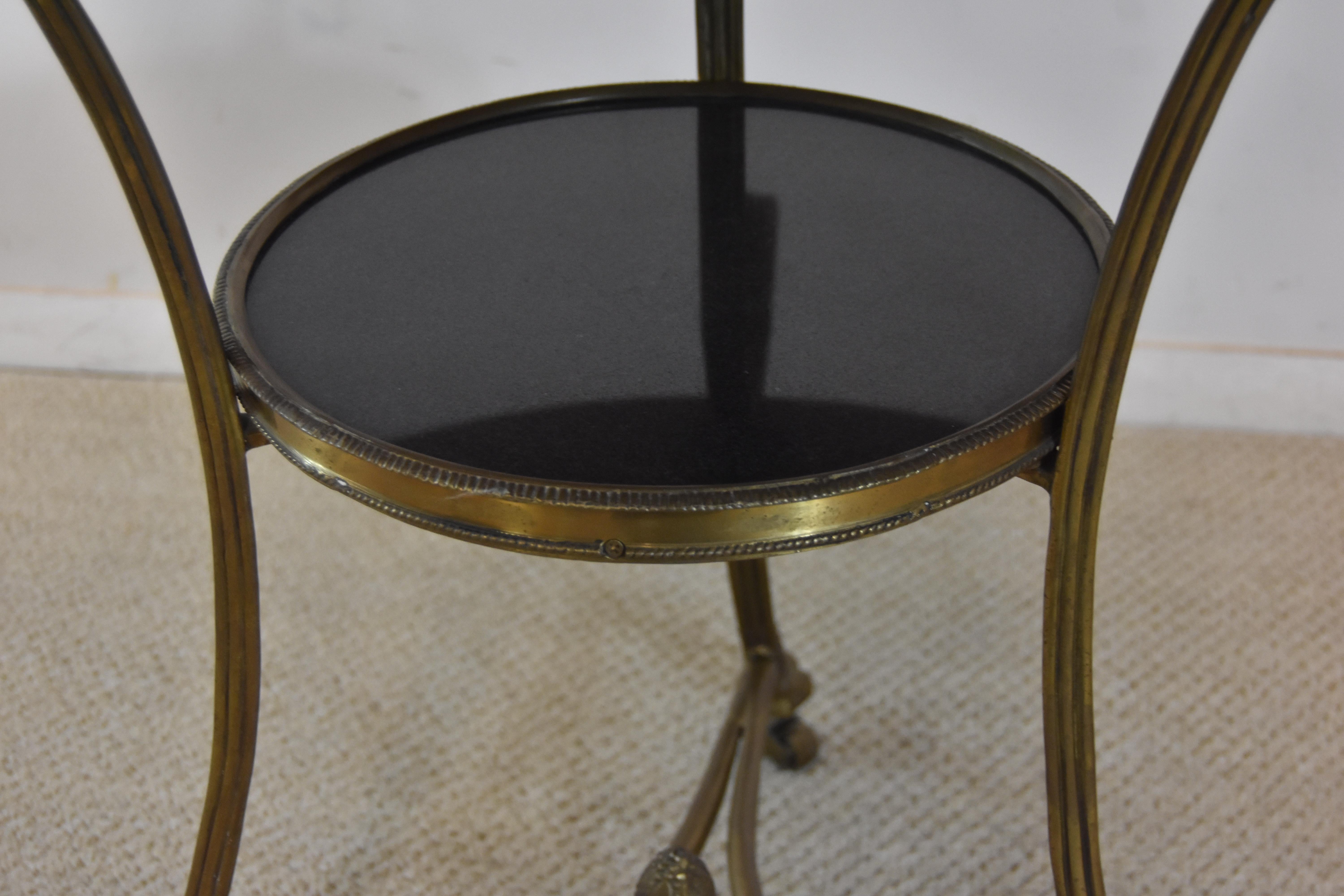 Brass and Granite French Regency Round Entry Table In Good Condition In Toledo, OH