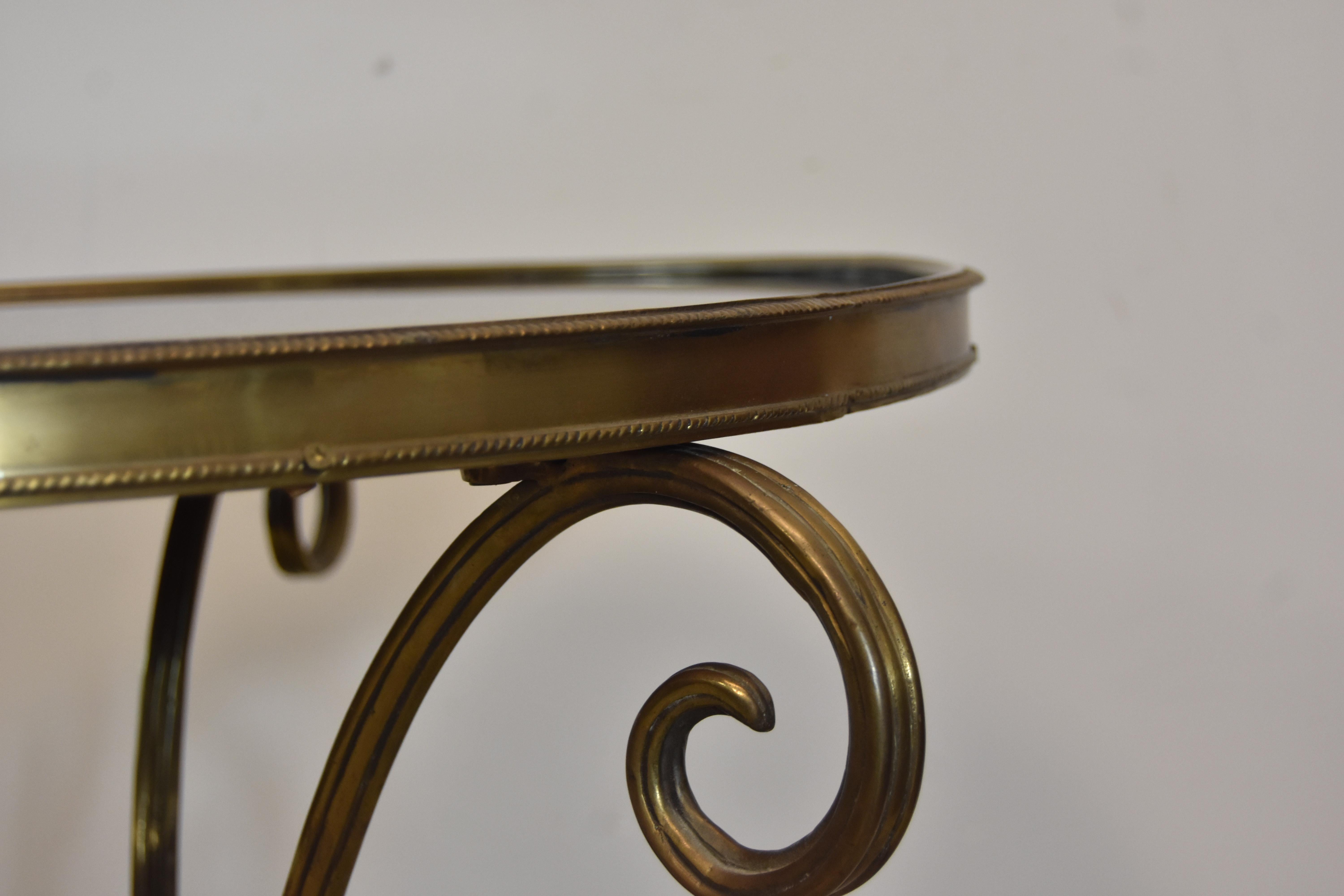 Brass and Granite French Regency Round Entry Table 1