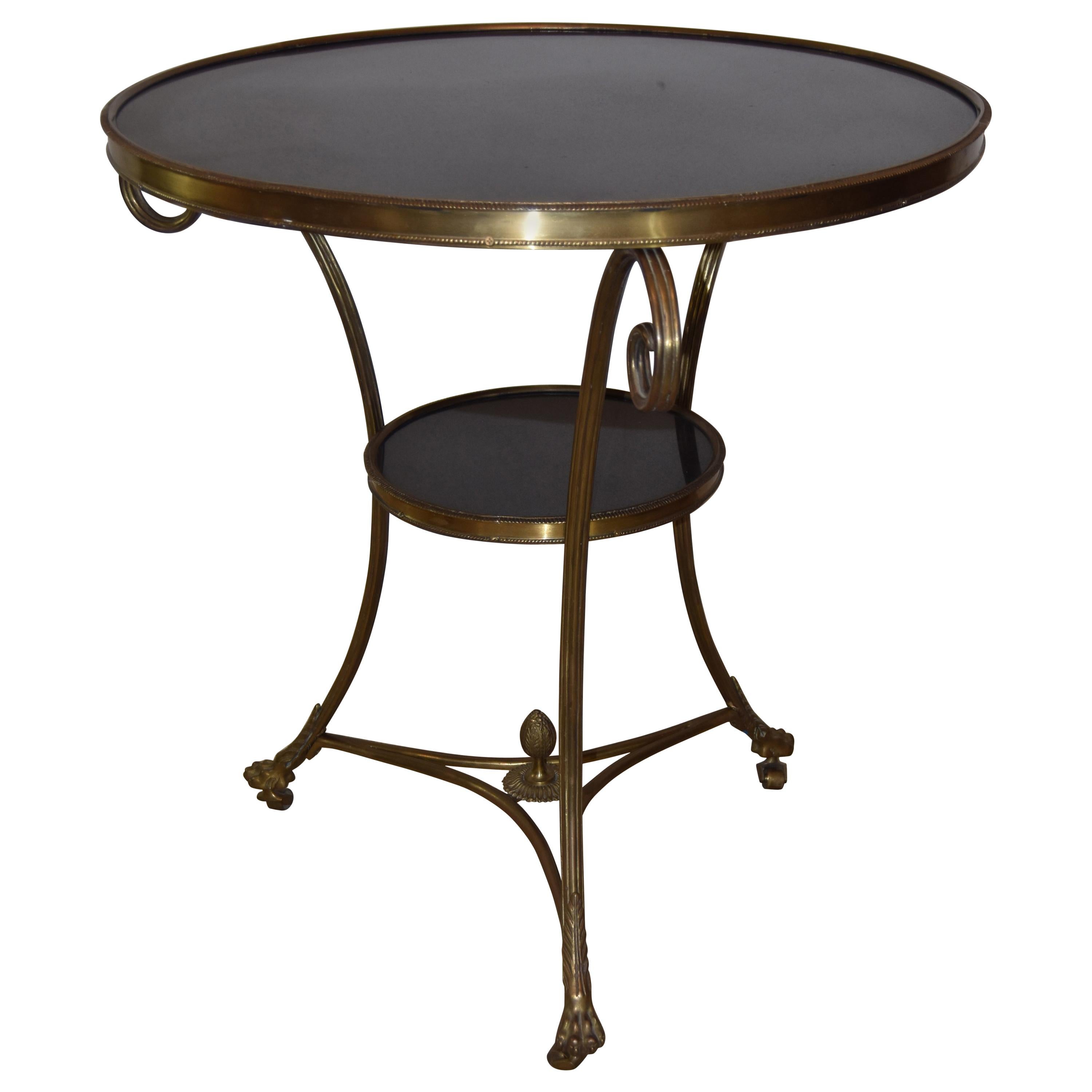 Brass and Granite French Regency Round Entry Table