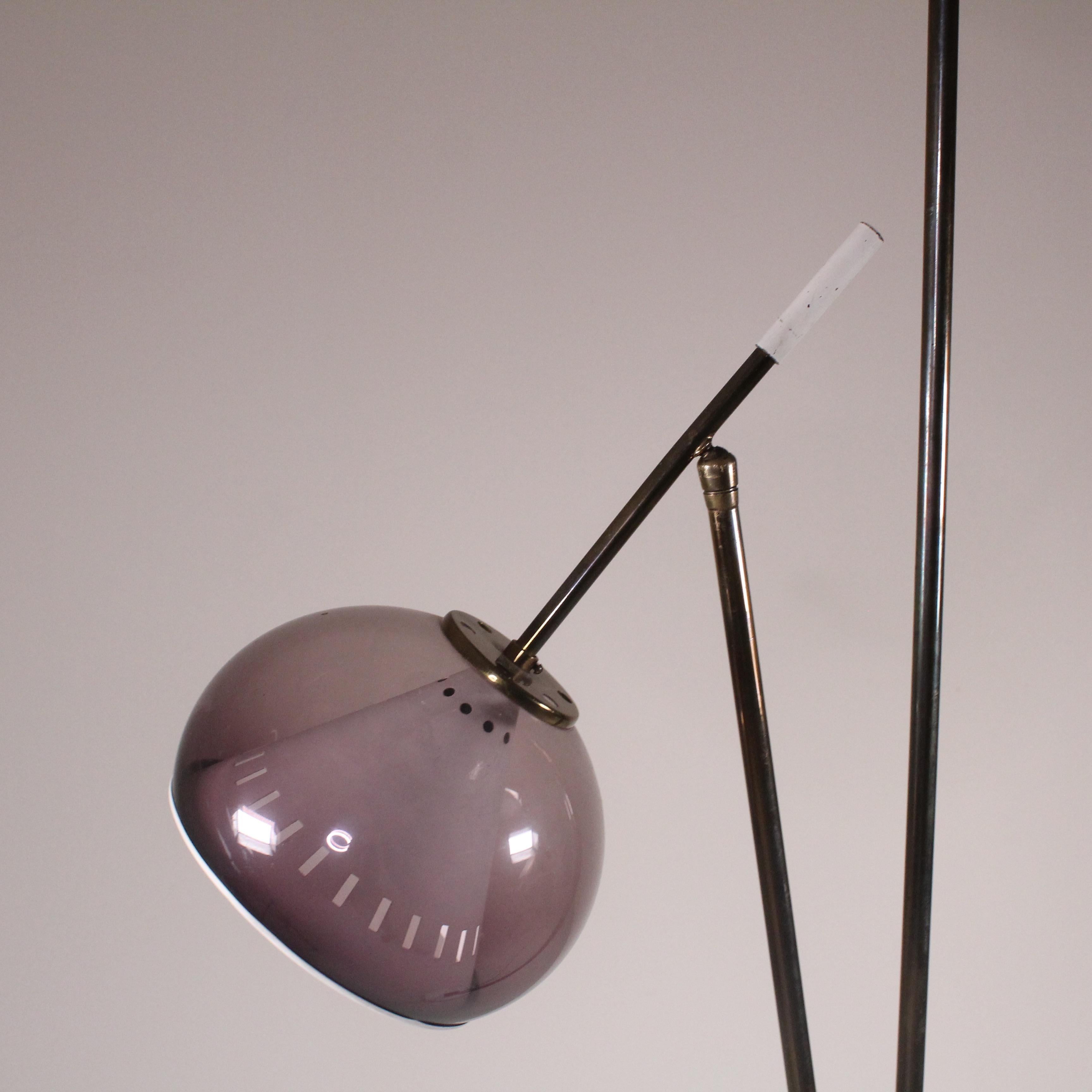 Fine XX secolo Lampada in ottone e erba, 1970 in vendita
