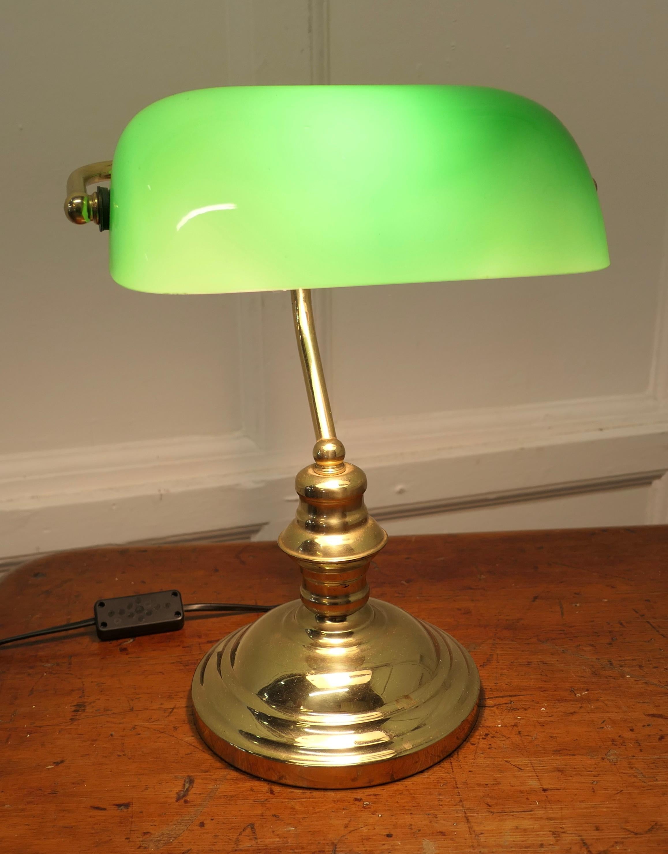 Brass and Green Glass Banker’s Desk Lamp    2