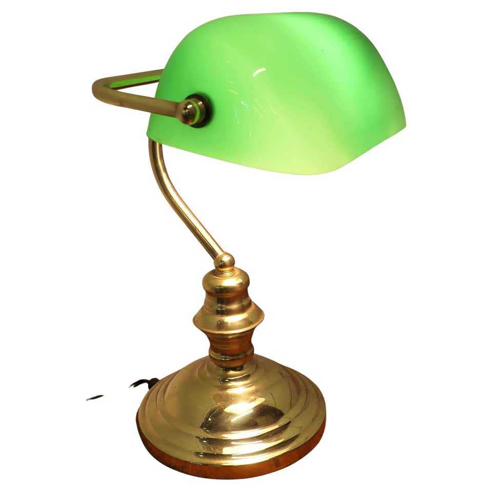 Antique Banker's Desk Lamp by Emeralite, Original Green Shade, ca. 1917 ...