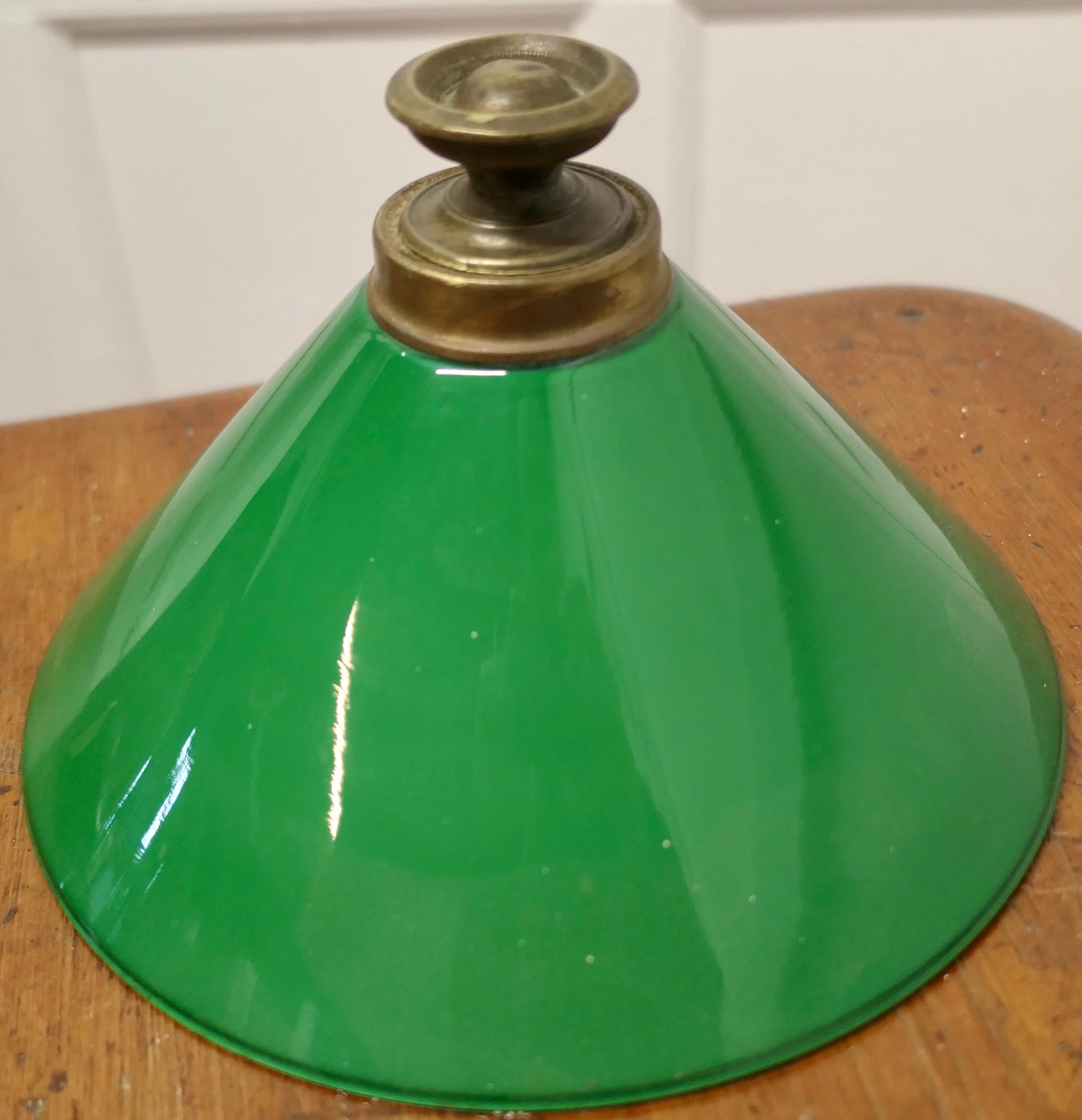Early 20th Century Brass and Green Glass Extending Wall Lamp   A lovely piece  For Sale