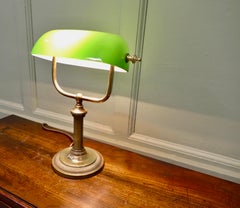 Brass and Green Glass Library Desk Lamp