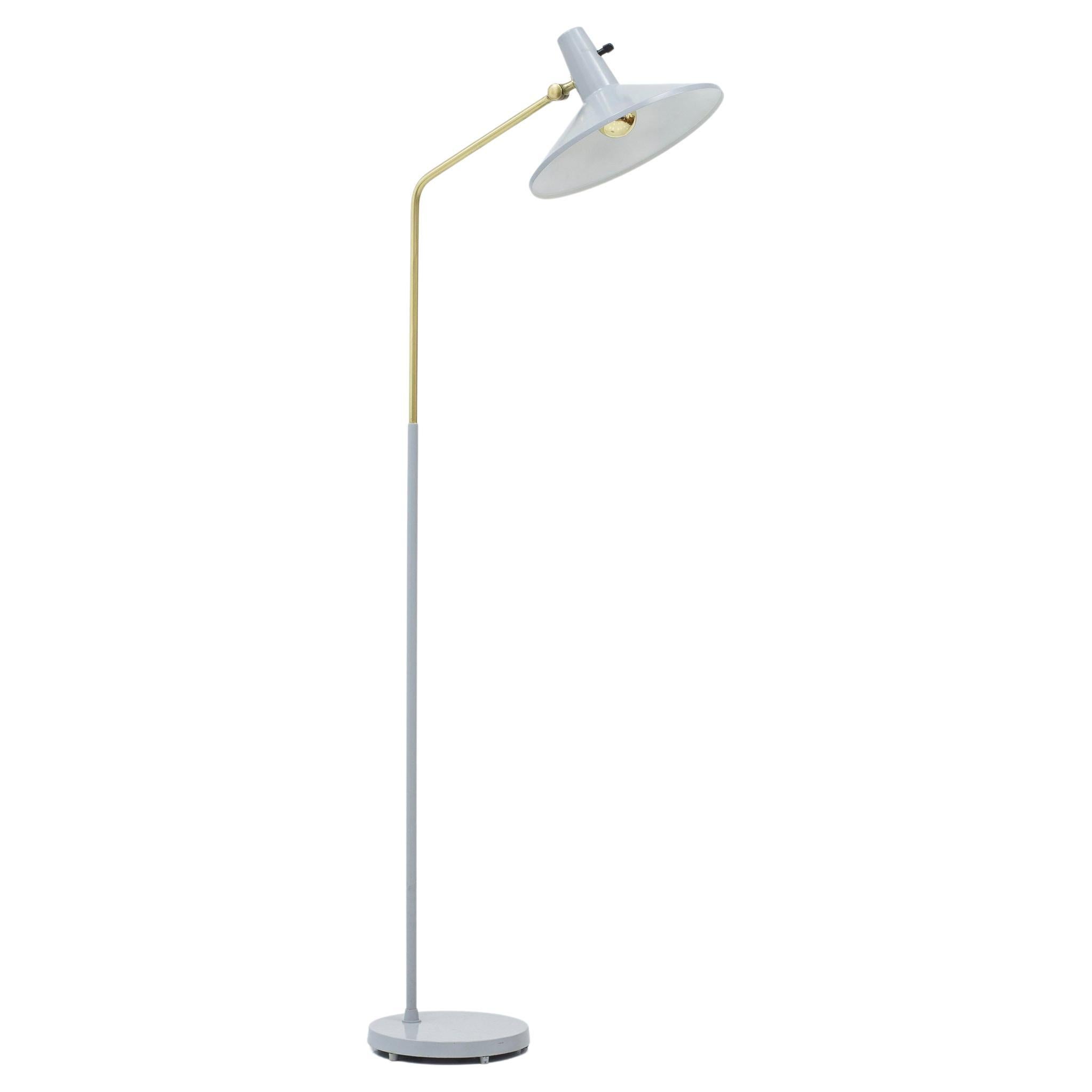 Brass and Grey Floor Lamp 1025 by Bertil Brisborg Fro Nk, Swedish Modern