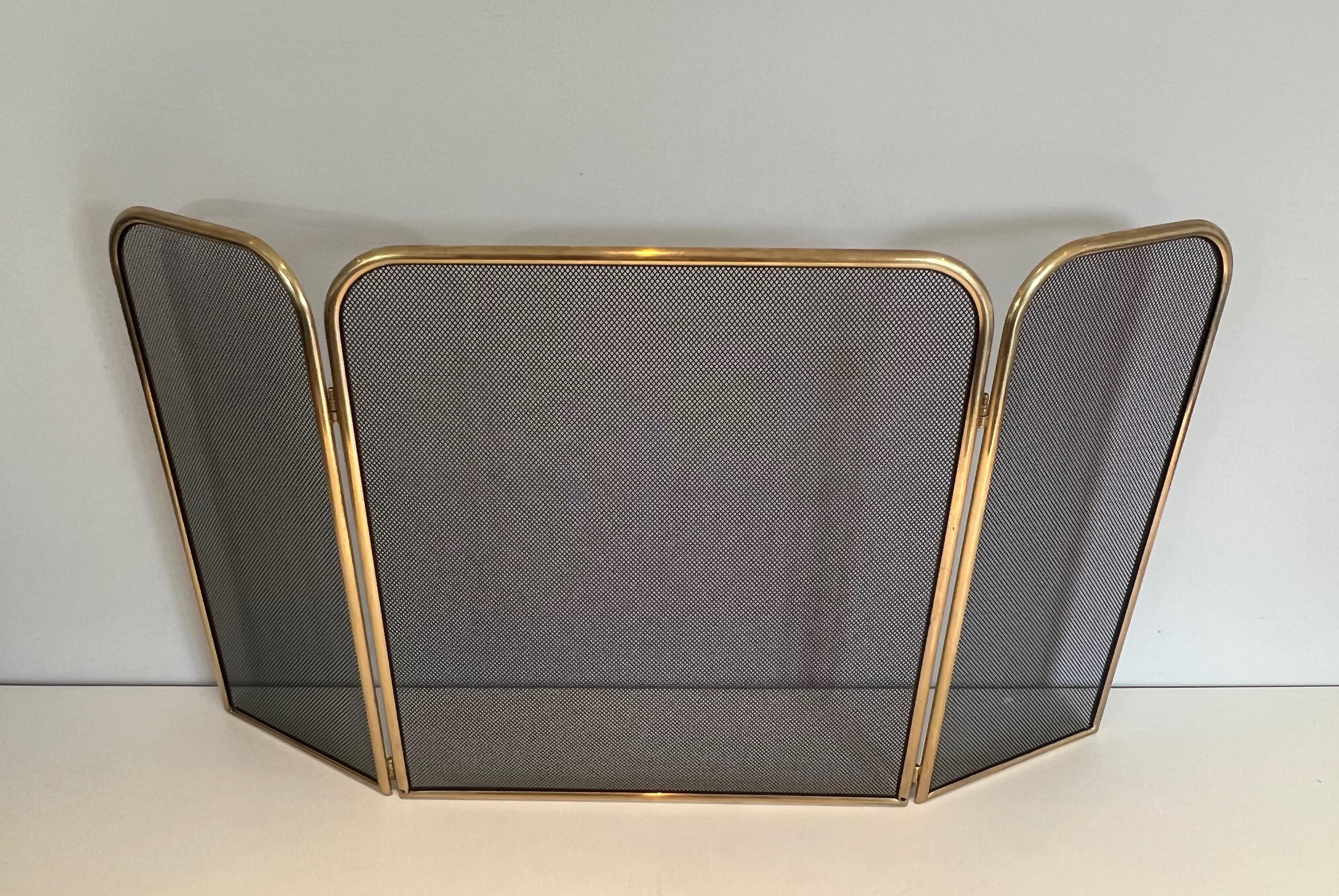 Brass and Grilling Fireplace Screen For Sale 9