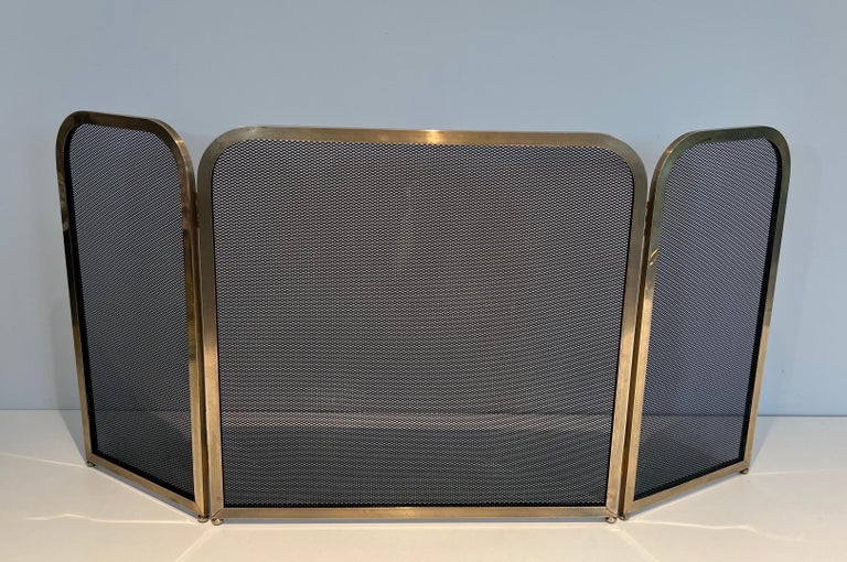 Brass and Grilling Fireplace Screen For Sale at 1stDibs