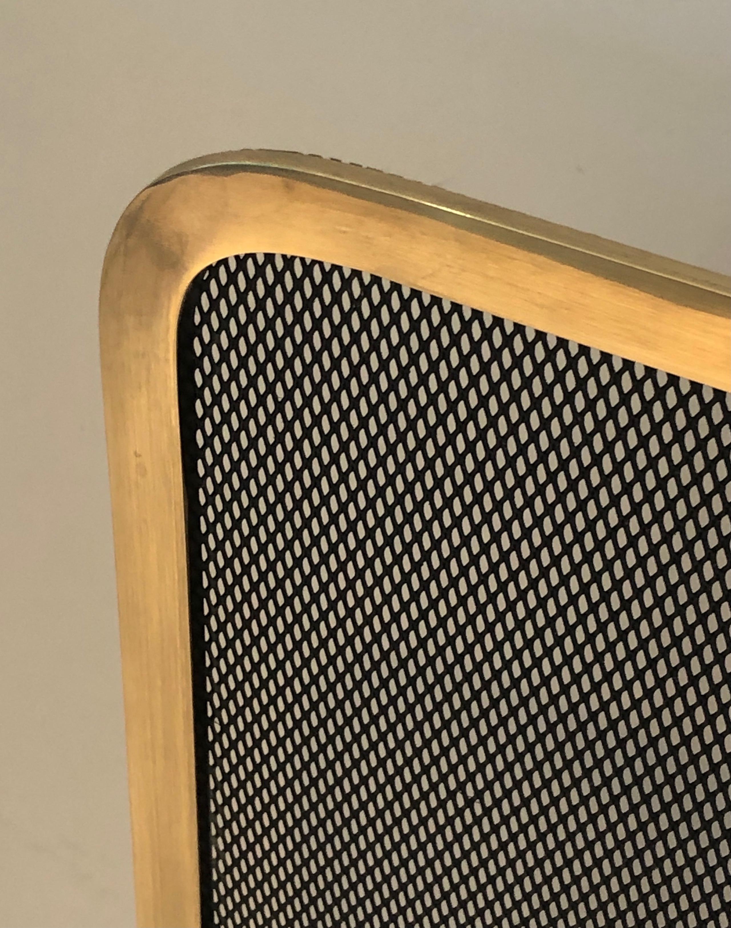 Late 20th Century Brass and Grilling Fireplace Screen