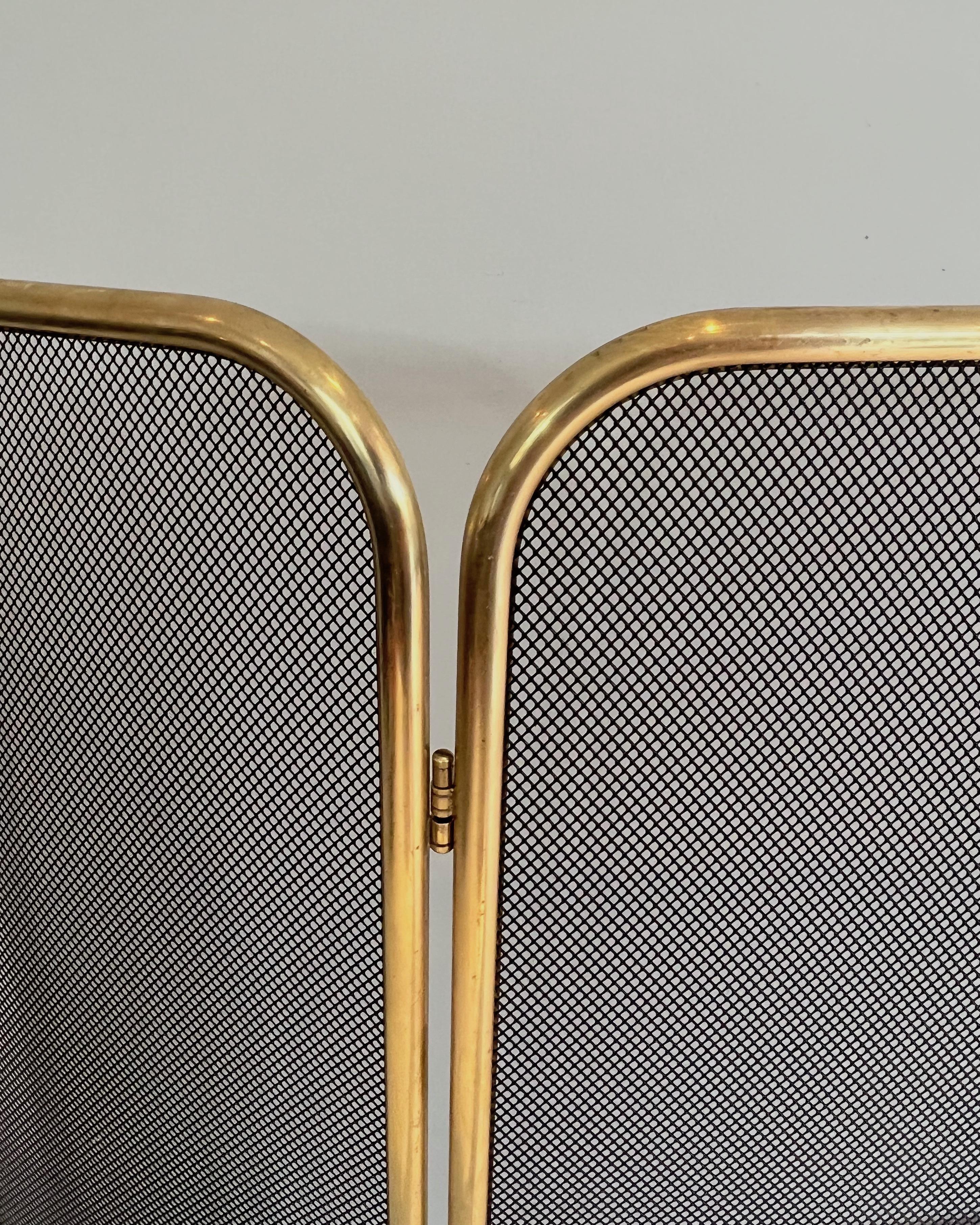Brass and Grilling Fireplace Screen For Sale 3