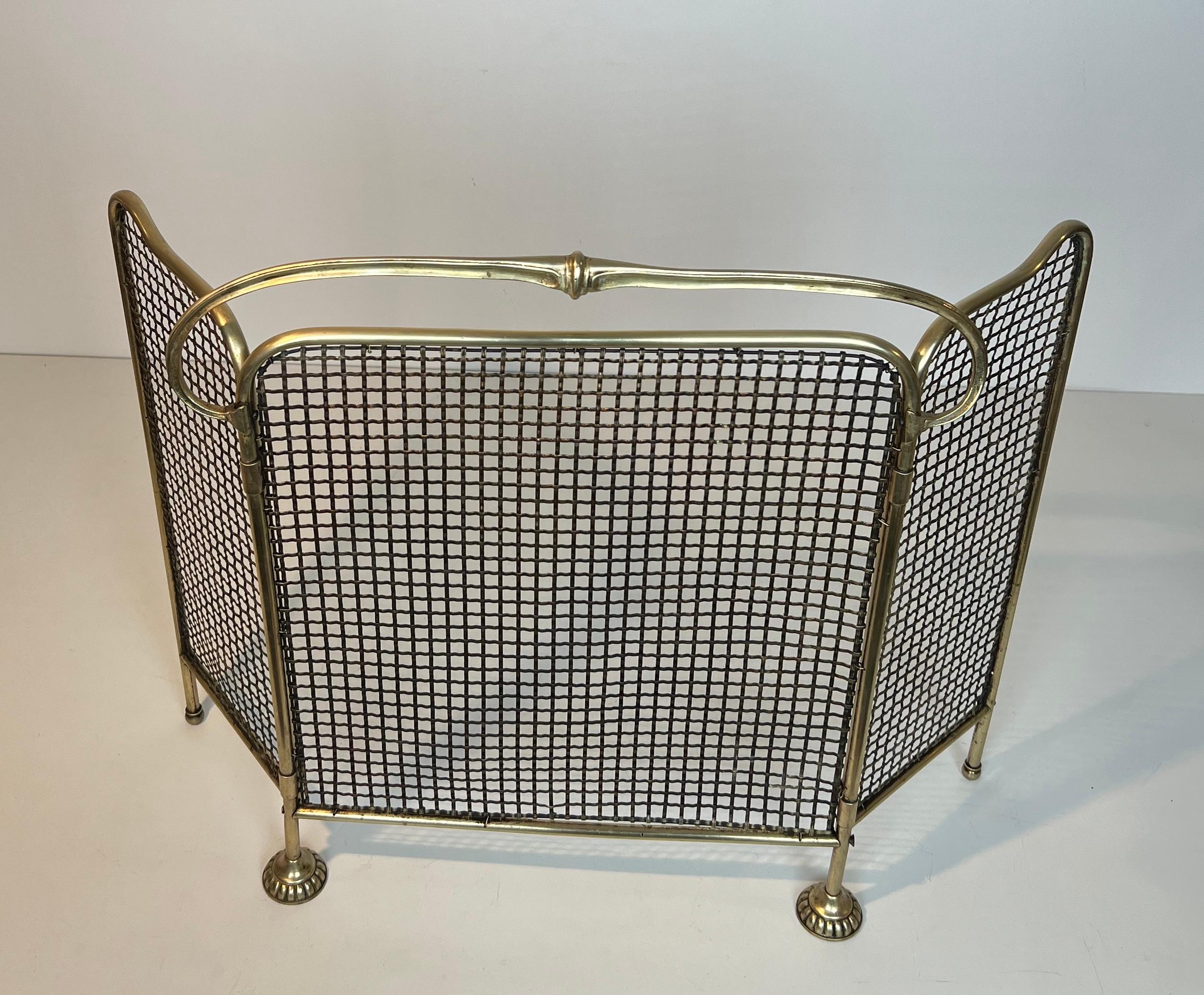 Écran de cheminée en laiton et grillage D'époque Art Nouveau. Circa 1900 en vente 6