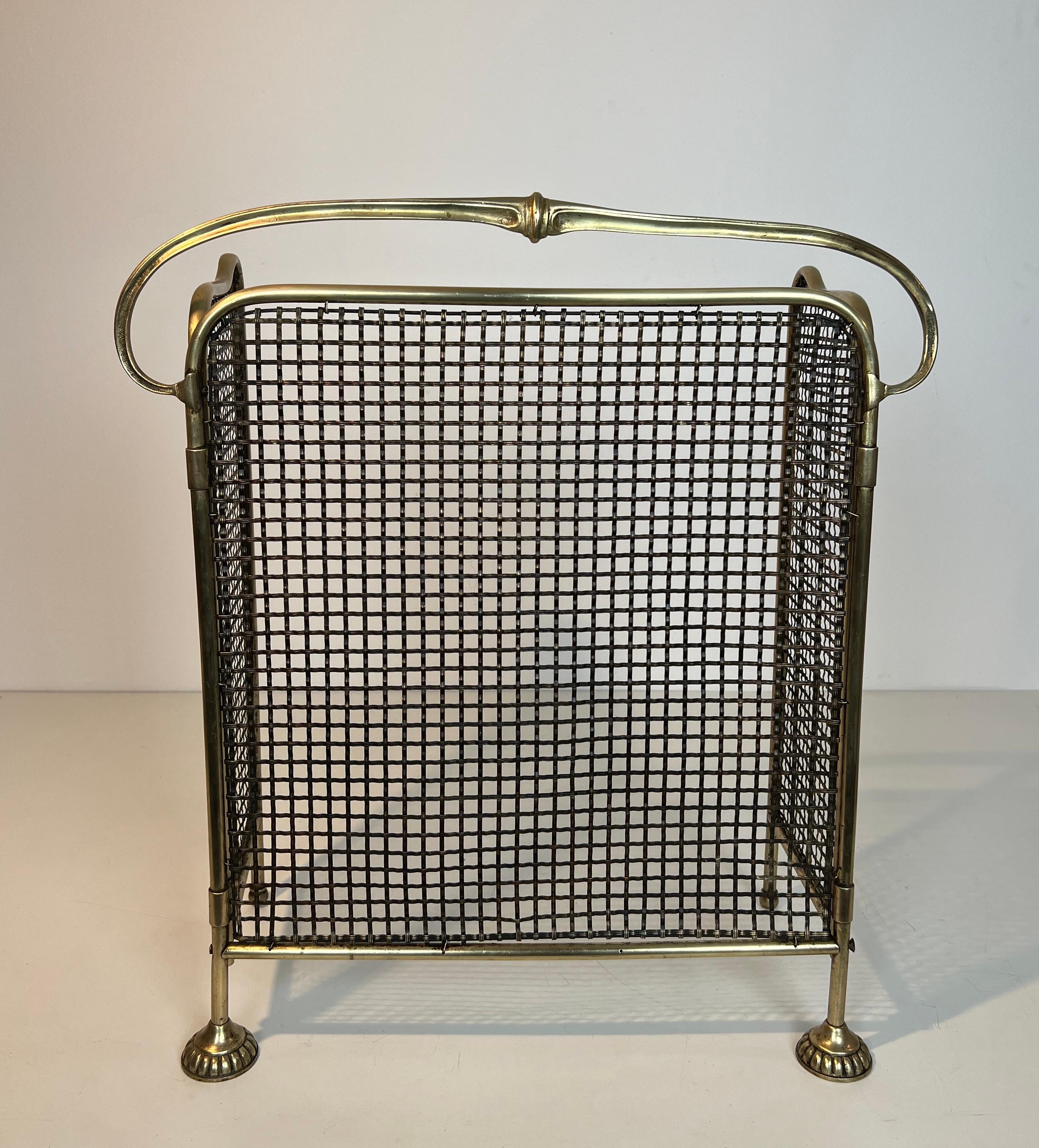 Écran de cheminée en laiton et grillage D'époque Art Nouveau. Circa 1900 en vente 12