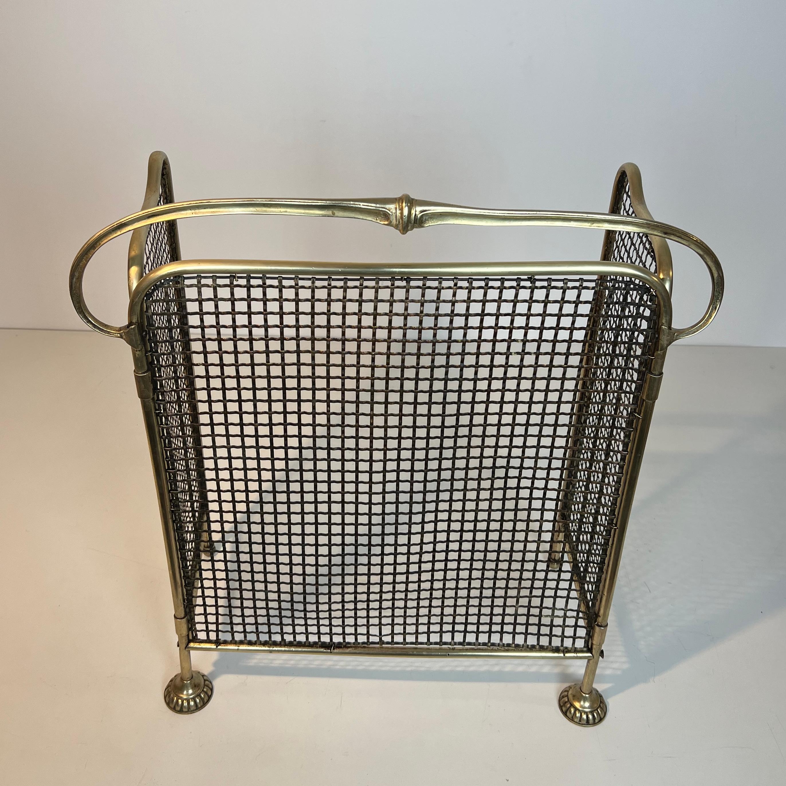 Écran de cheminée en laiton et grillage D'époque Art Nouveau. Circa 1900 Bon état - En vente à Marcq-en-Barœul, Hauts-de-France