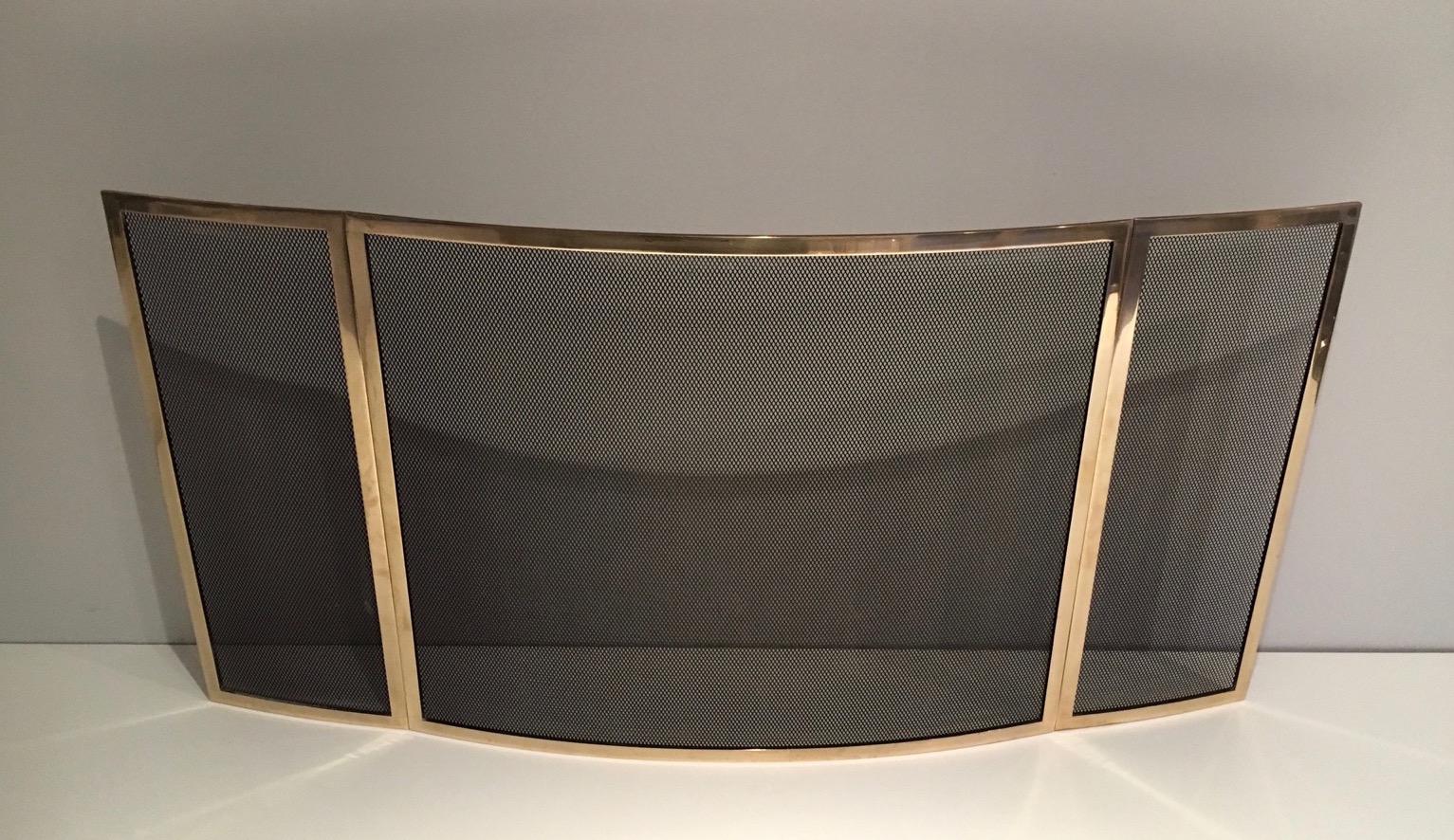 Brass and Grilling Folding Fire Place Screen, French, circa 1970 5