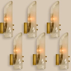 Apliques de latón y cristal soplado a mano de J.T. Kalmar, década de 1960