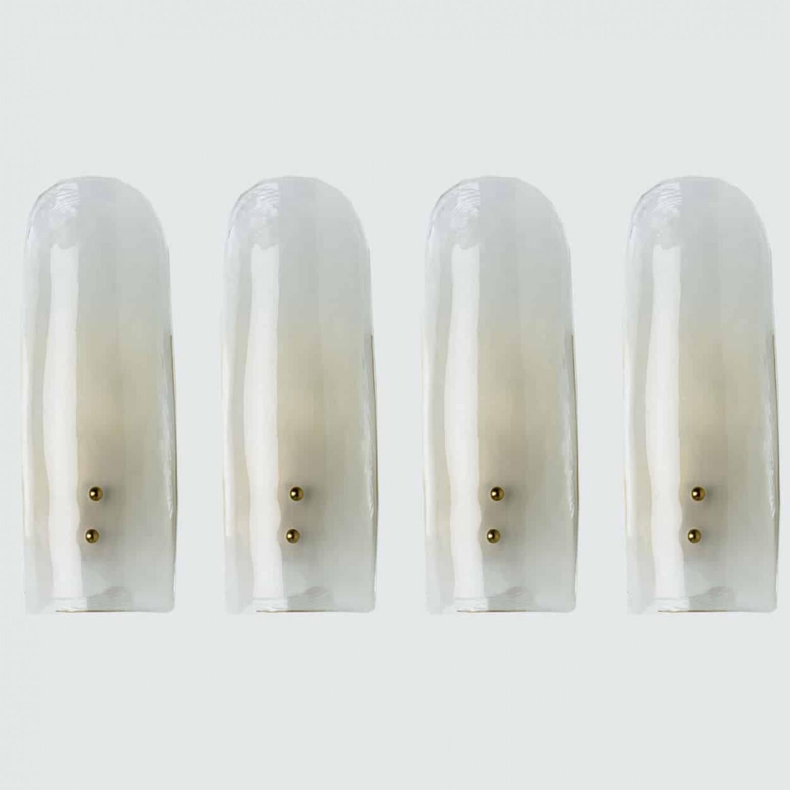 Austriaco Brass and Hand Blown Murano Glass Wall Lights by J.T. Kalmar, 1960s in vendita