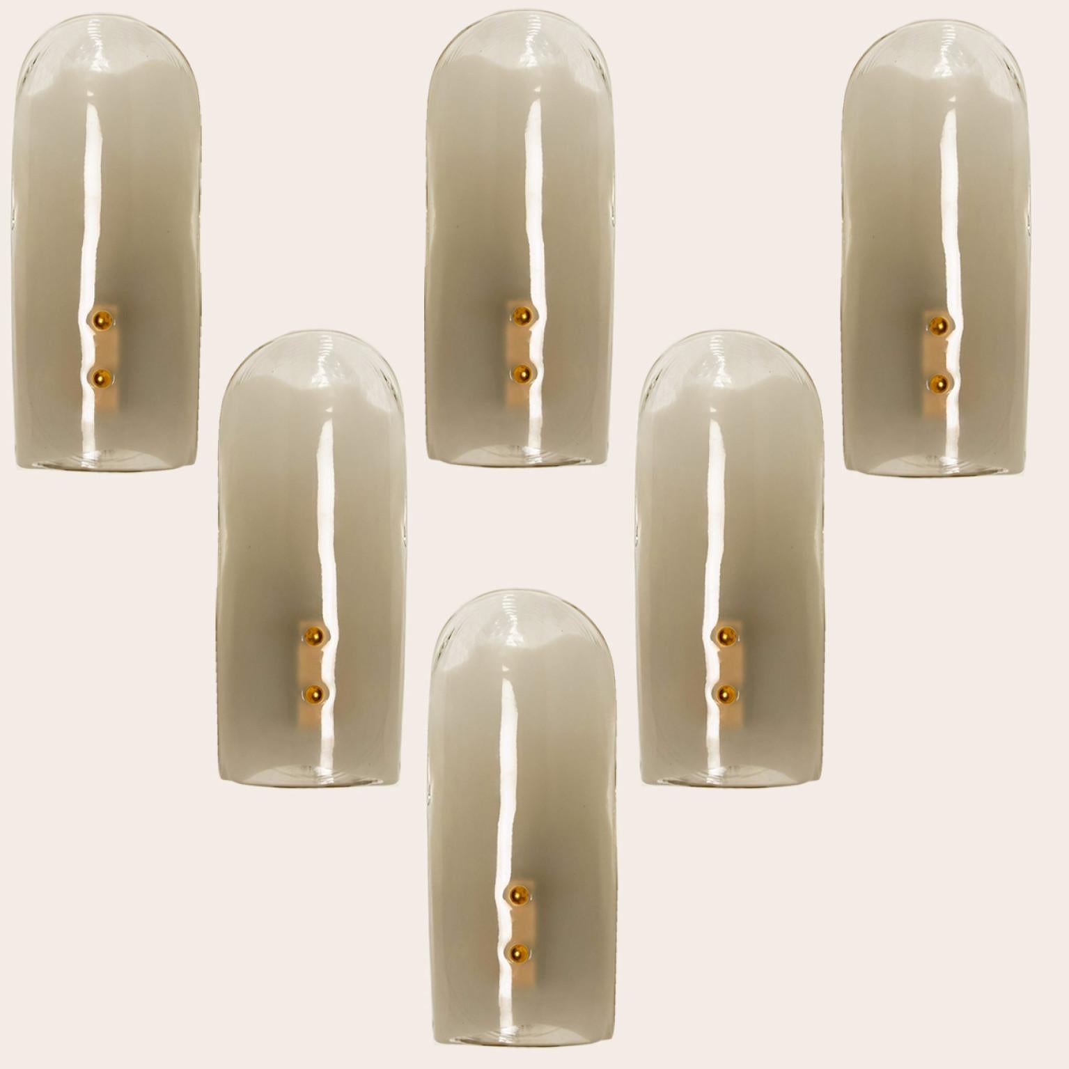 Other Brass and Hand Blown Murano Glass Wall Lights by J.T. Kalmar, 1960s