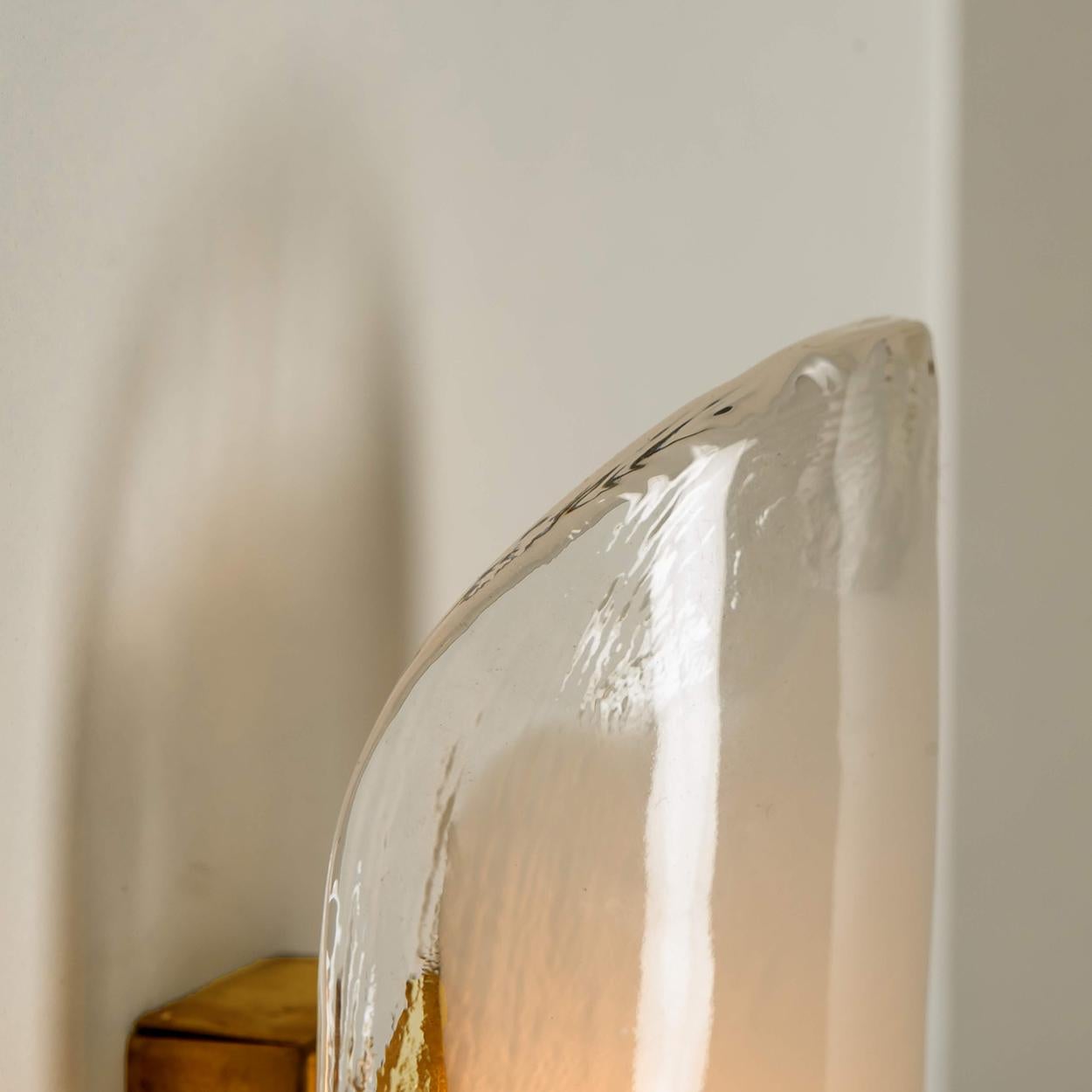 Brass and Hand Blown Murano Glass Wall Lights by J.T. Kalmar, 1960s In Good Condition In Rijssen, NL