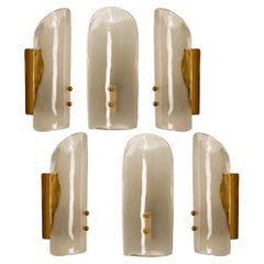 Brass and Hand Blown Murano Glass Wall Lights by J.T. Kalmar, 1960s