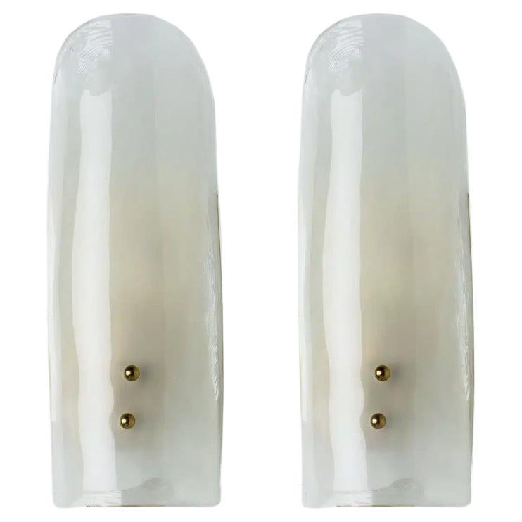 Brass and Hand Blown Murano Glass Wall Lights by J.T. Kalmar, 1960s in vendita