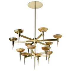 Brass and Horn Chandelier