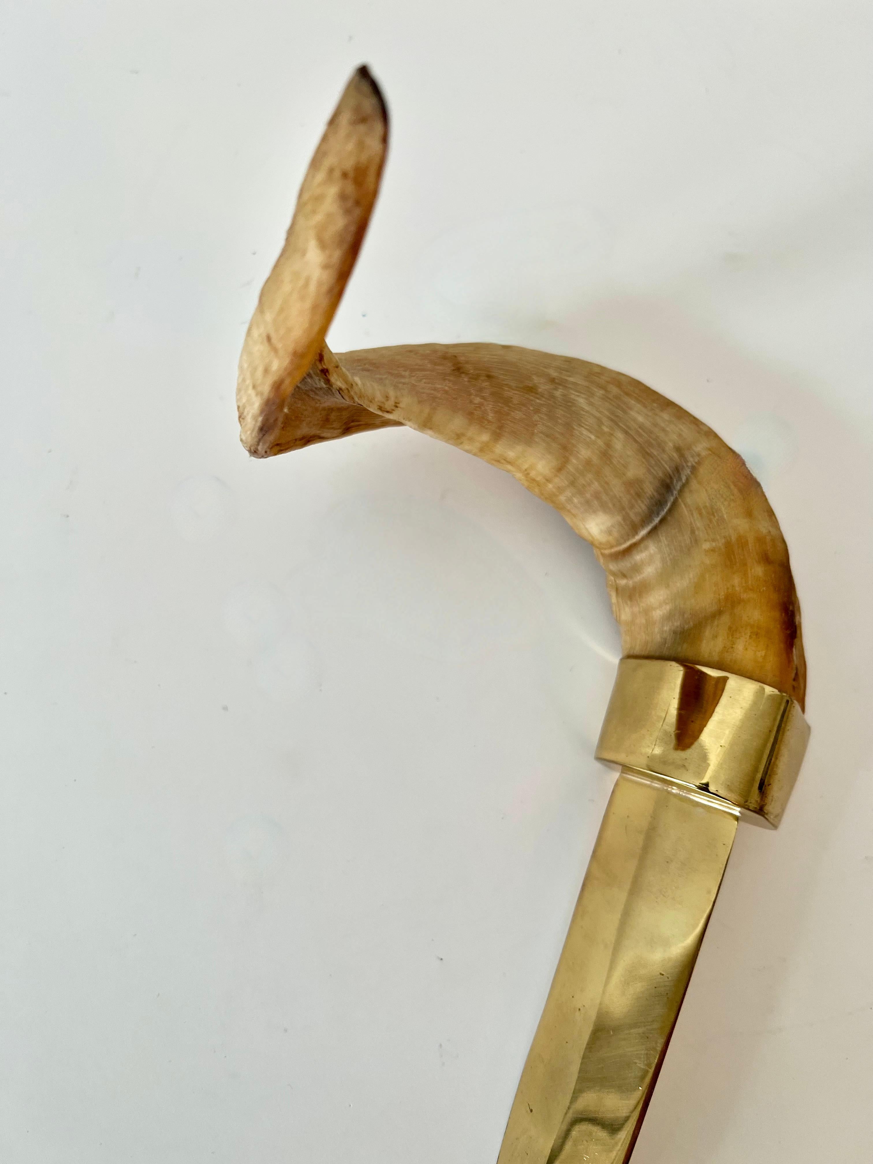 Organic Modern Brass and Horn Letter Opener For Sale