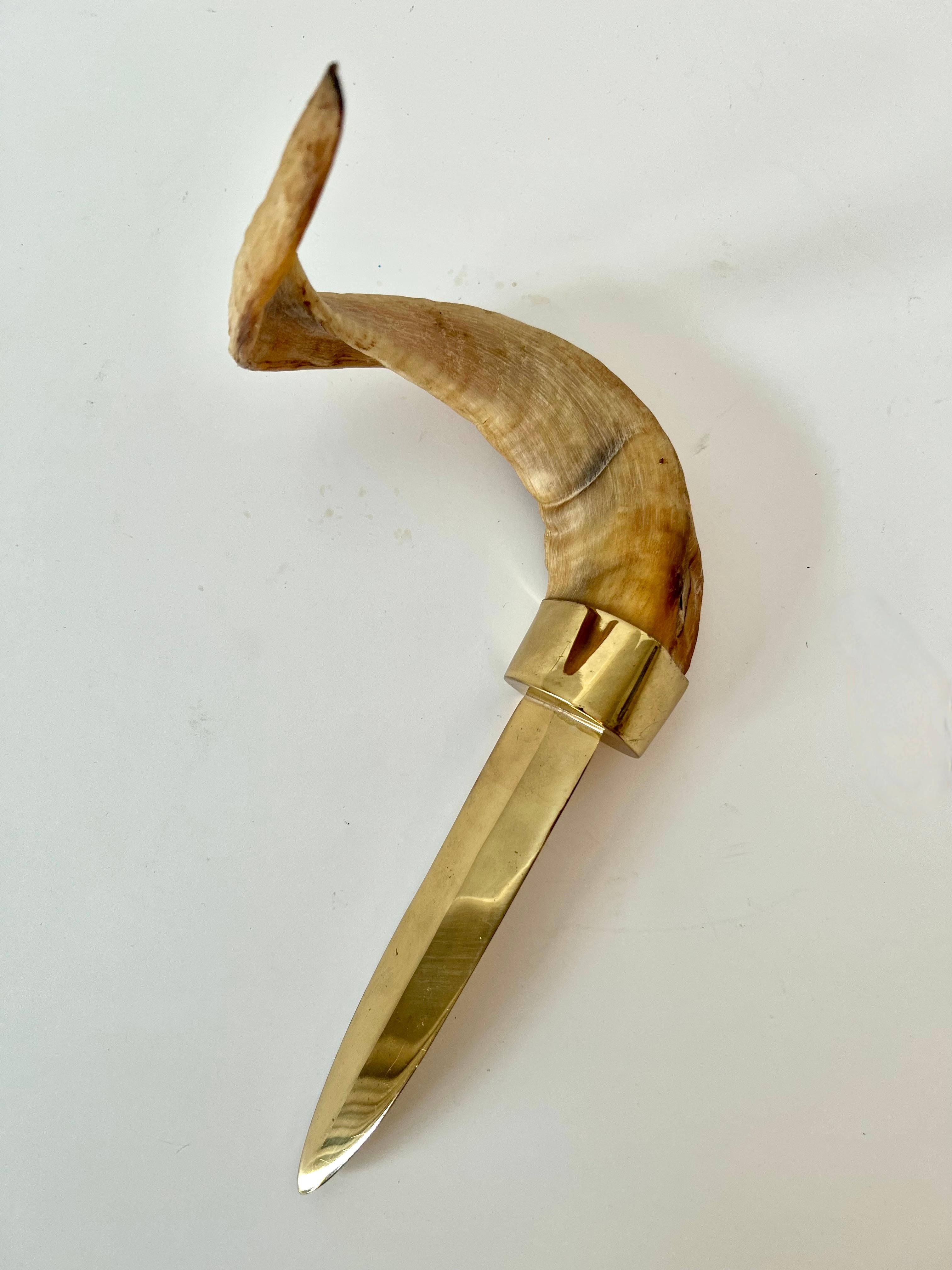 Polished Brass and Horn Letter Opener For Sale