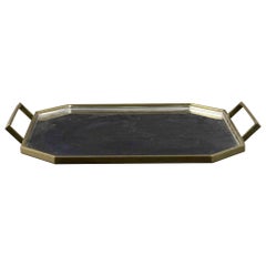 Brass and Inox Argent Geometrical Serving Tray, Gottinghen, 1970s