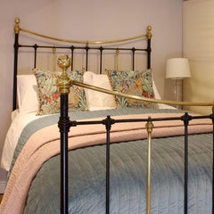 Brass and Iron Antique Bed in Black MK216