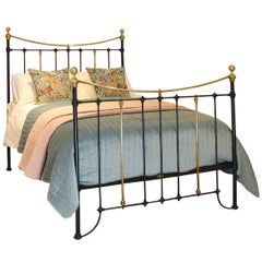 Brass and Iron Antique Bed in Black MK216