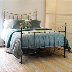 Brass and Iron Antique Bed in Black, MK262