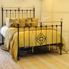 Brass and Iron Antique Bed in Black, Mk266