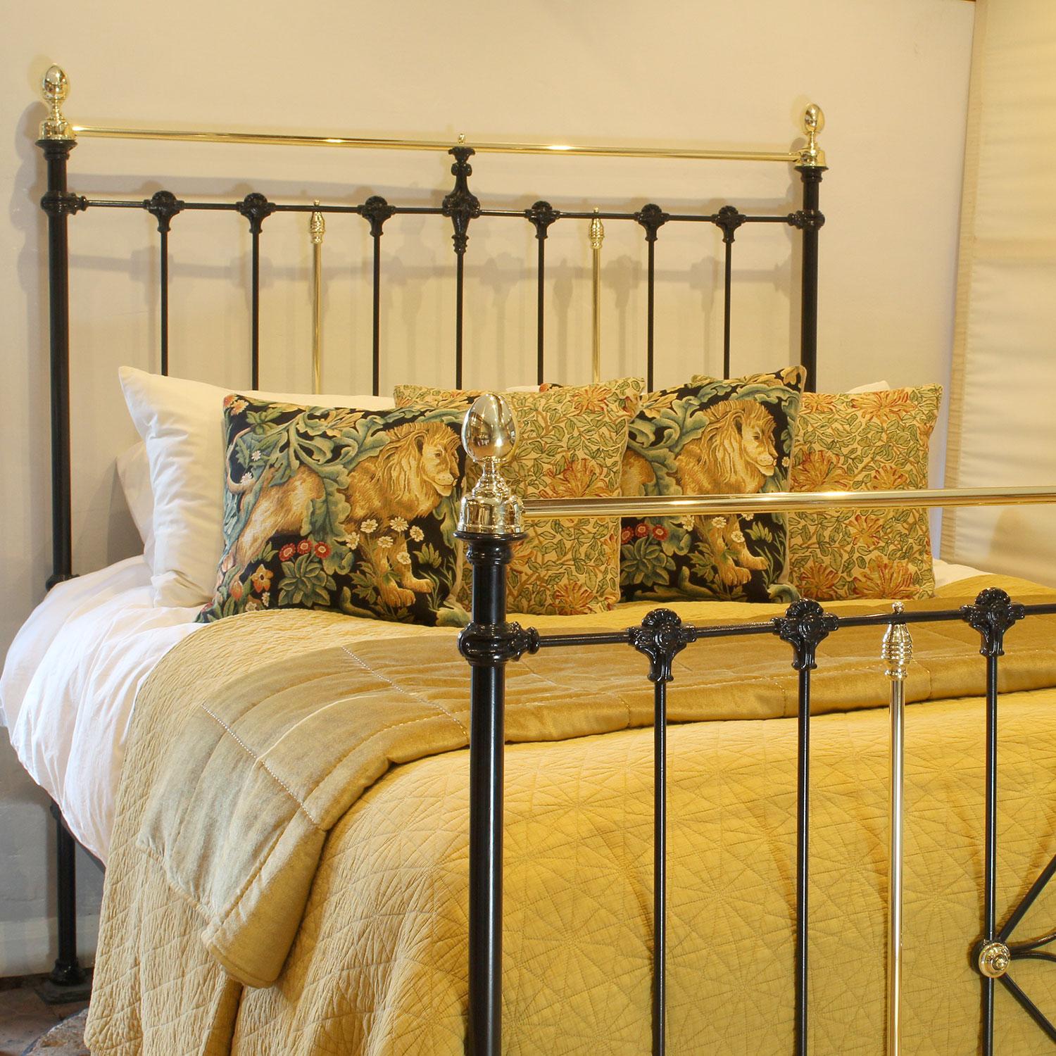 Late Victorian Brass and Iron Antique Bed in Black, Mk266