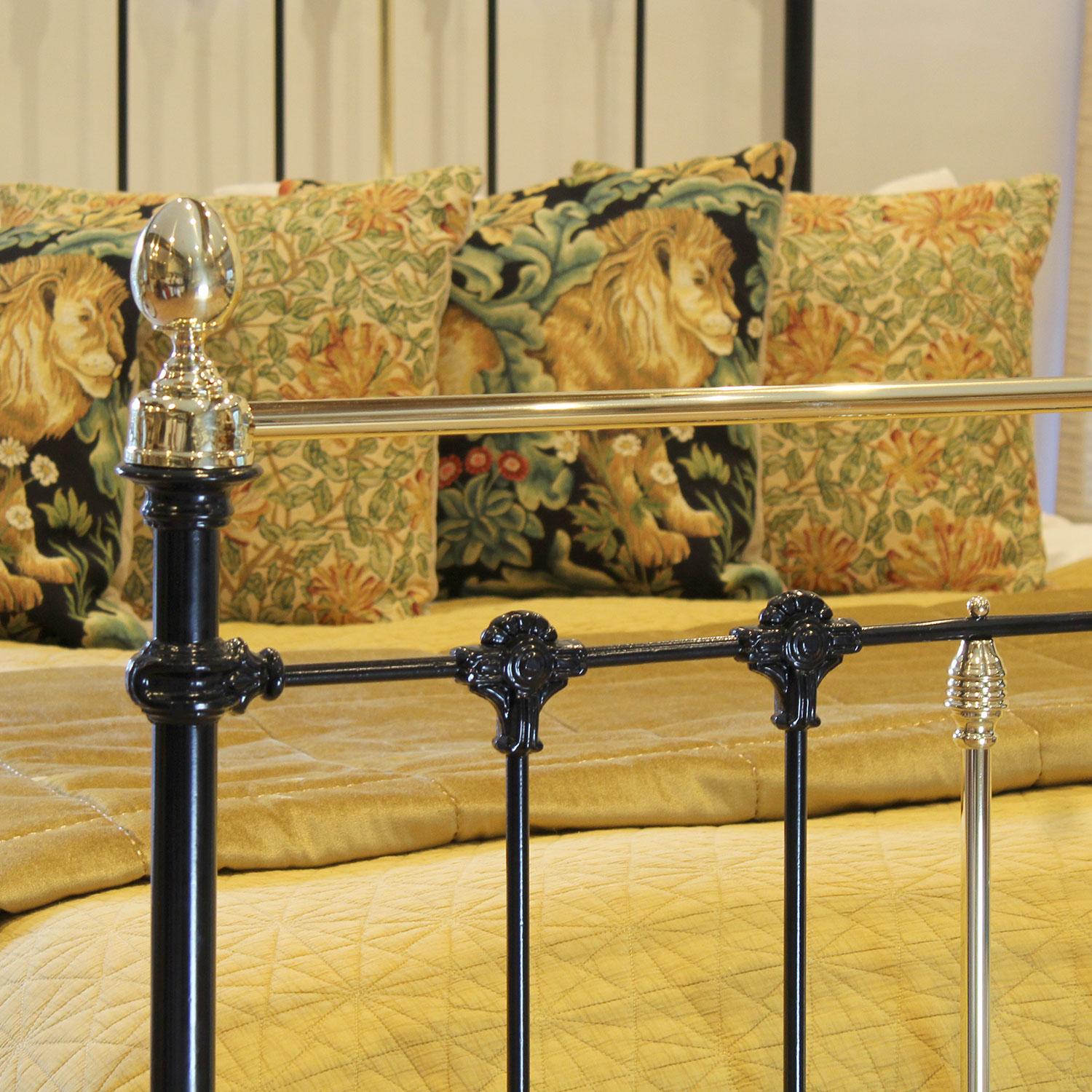 Polished Brass and Iron Antique Bed in Black, Mk266
