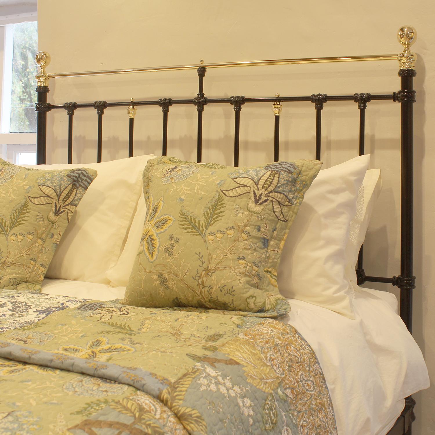 19th Century Brass and Iron Antique Bed  in Black MK309