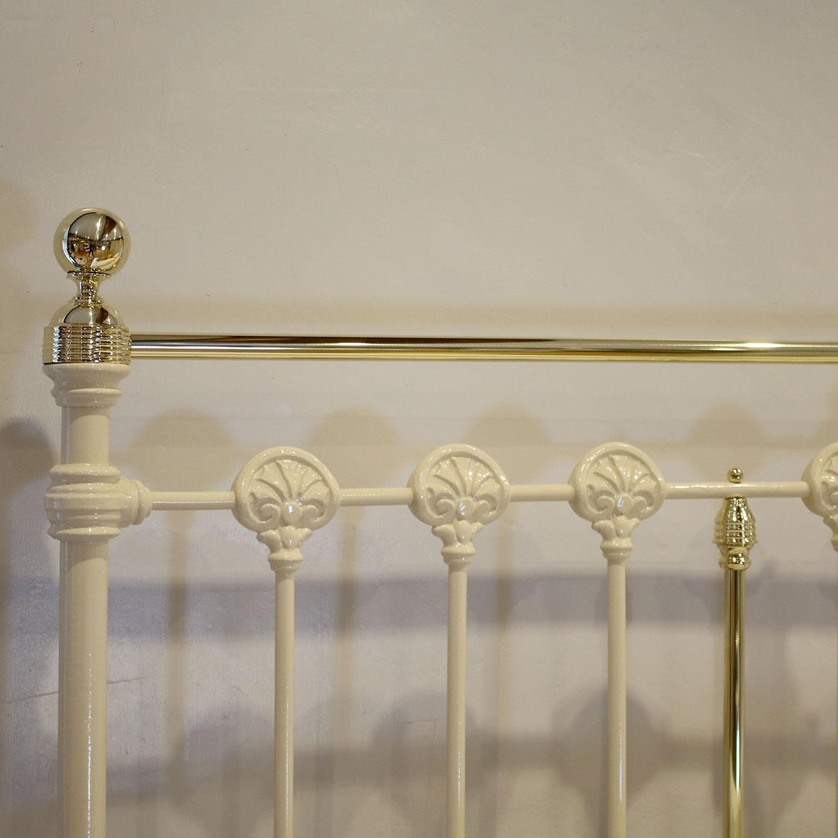 Victorian Brass and Iron Antique Bed in Cream MK214