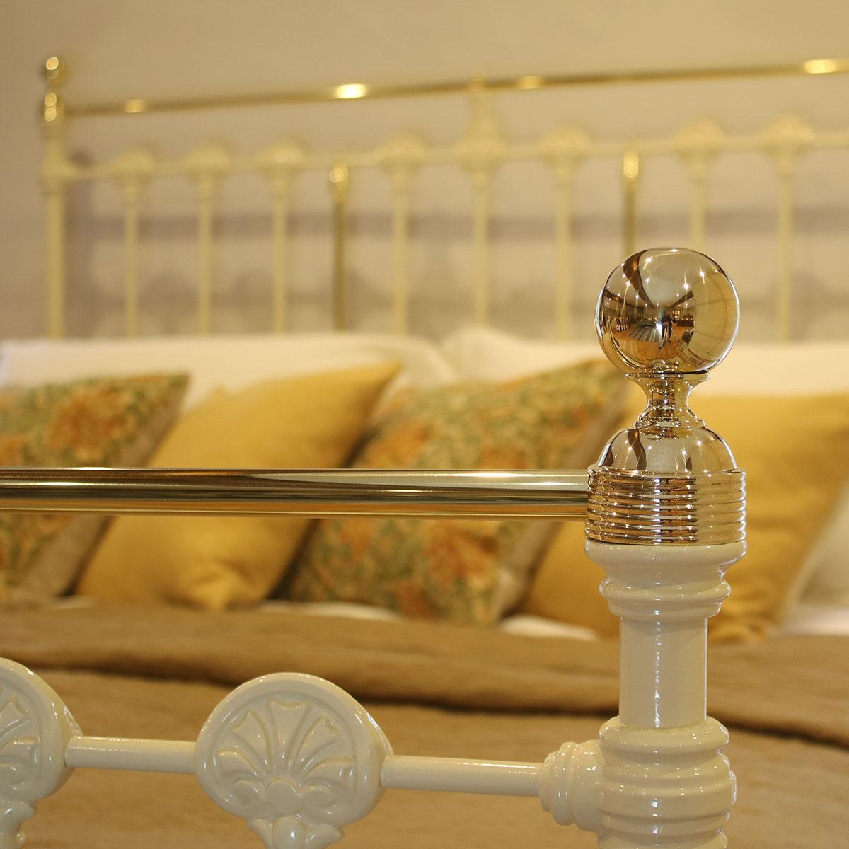 Cast Brass and Iron Antique Bed in Cream MK214