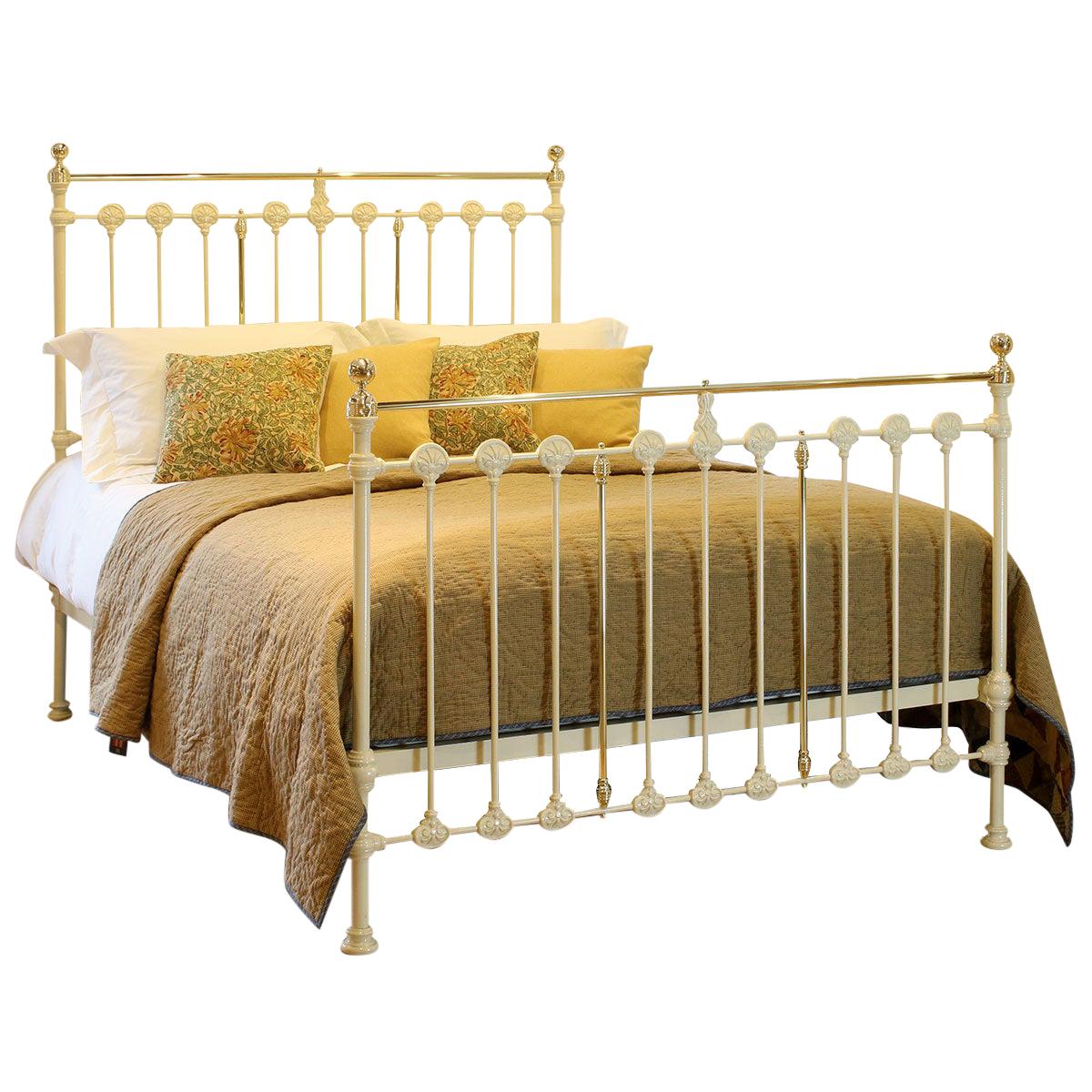 Brass and Iron Antique Bed in Cream MK214